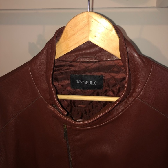 Tony Melillo Brown leather Moto Jacket - Picture 2 of 6